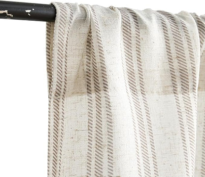 jinchan Striped Linen Kitchen Tier Curtain Rustic Cafe 30 Inch Small Window - Image 6