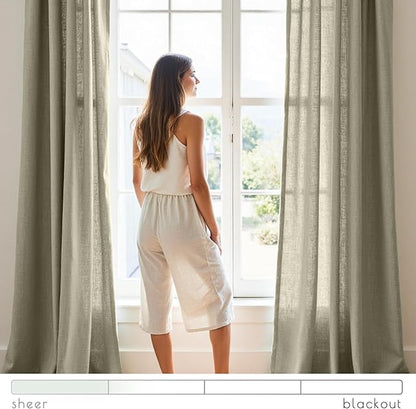 jinchan Linen Blend Curtains 90 inch Length 2 Panels - Image 4