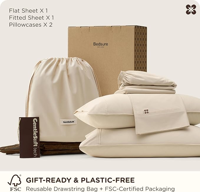 Bedsure Cooling Sheets Queen Size, Rayon Derived from Bamboo & Cotton Blend - Image 8