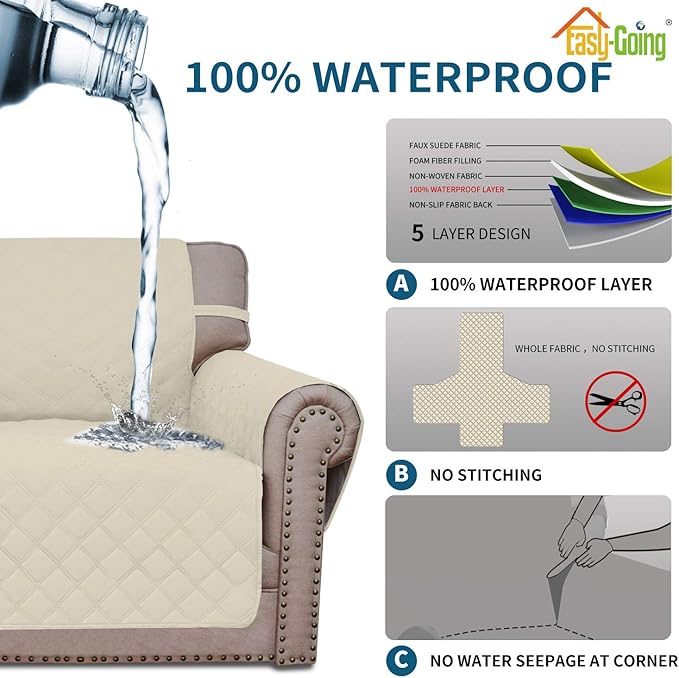 Easy-Going Sofa Slipcover Loveseat Cover Waterproof Couch Cover Washable Sofa - Image 4