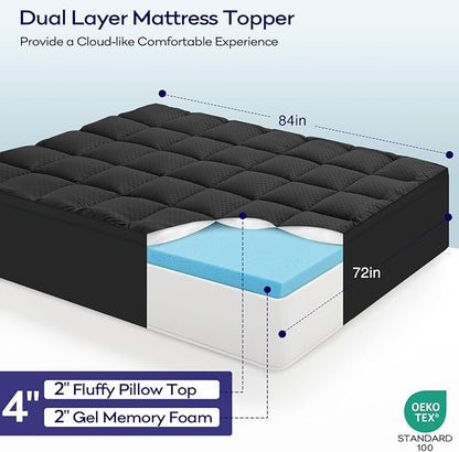 OLANLY Dual-Layer 4 Inch Cal King Size Memory Foam Mattress Topper - Image 2