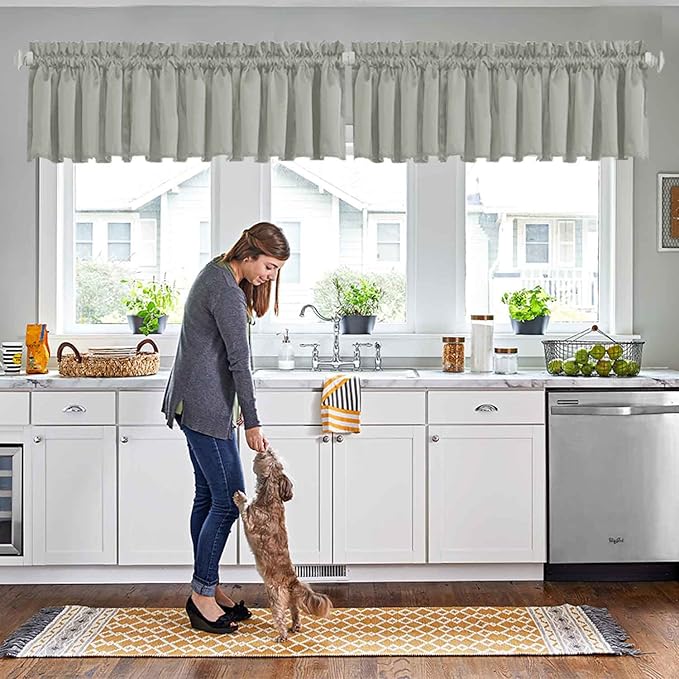 Light Grey Valances for Window Room Darkening Valances for Living Room Bedroom by HighQualityCurtains