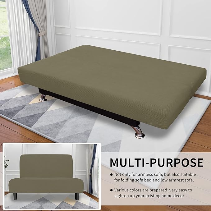 Easy-Going Stretch Futon Slipcover Armless Futon Bed Cover Furniture Protector - Image 4