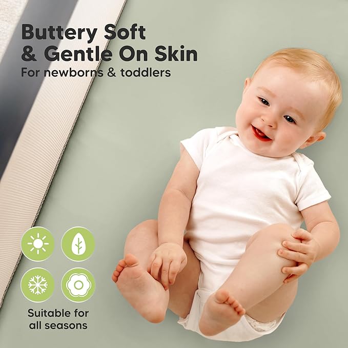 2-Pack Waterproof Pack and Play Sheets, Mini Crib Sheets Fitted - Image 4