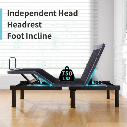 vipbear adjustable bed base full massage with 12", close-up detail