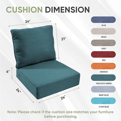 Outdoor Chair Cushions Set of 2, Waterproof 24x24 Patio Chair Cushions - Image 7