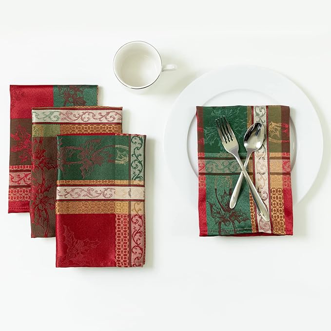 Benson Mills Holiday Legacy Yarn Dyed Jacquard Fabric Cloth Napkins, by BensonMills