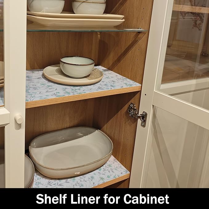 Blue and Green Floral Shelf Liners Non Adhesive and 12IN x 20FT Strong Non-Slip - Image 7