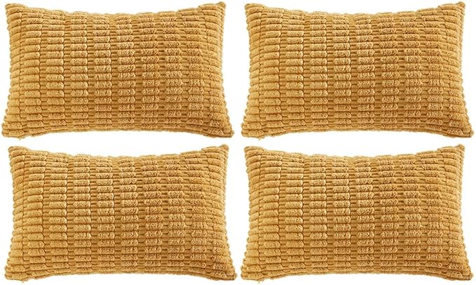 Fancy Homi 4 Packs Mustard Yellow Decorative Throw Pillow Covers 12x24 Inch by Fancy+Homi