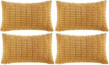 Fancy Homi 4 Packs Mustard Yellow Decorative Throw Pillow Covers 12x24 Inch by Fancy+Homi