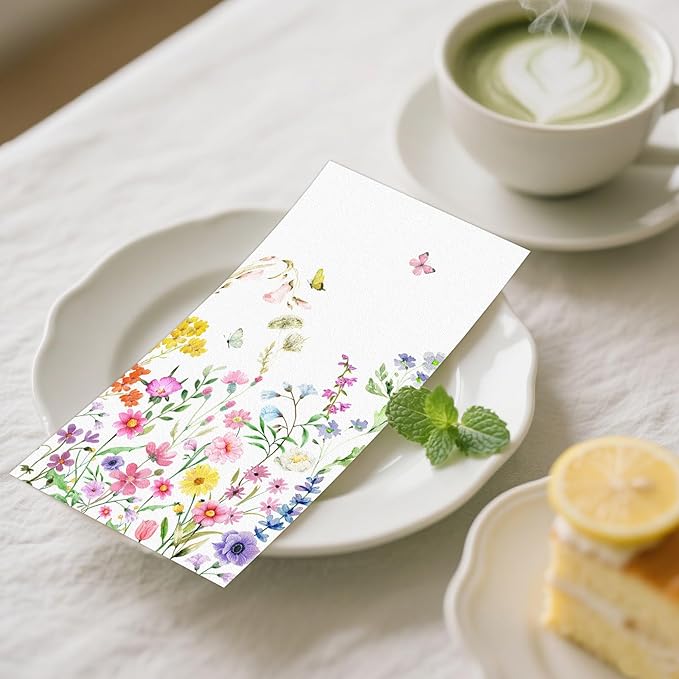 100 PCS Wildflower Paper Napkins, Disposable Flower Bathroom Guest Hand Towels - Image 6