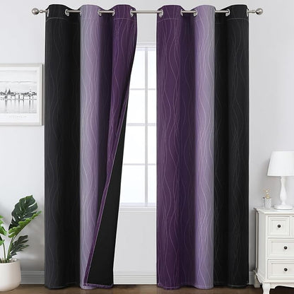 Estelar Textiler Purple and Black Blackout Curtains by ESTELARTEXTILER