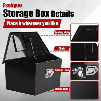 26x13.3x12 inch aluminum trailer tongue tool box heavy, close-up detail
