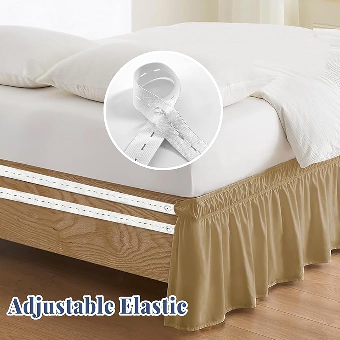 King Bed Skirt, Elastic Wrap Around Bed Skirt King Size, Bed Skirts - Image 4