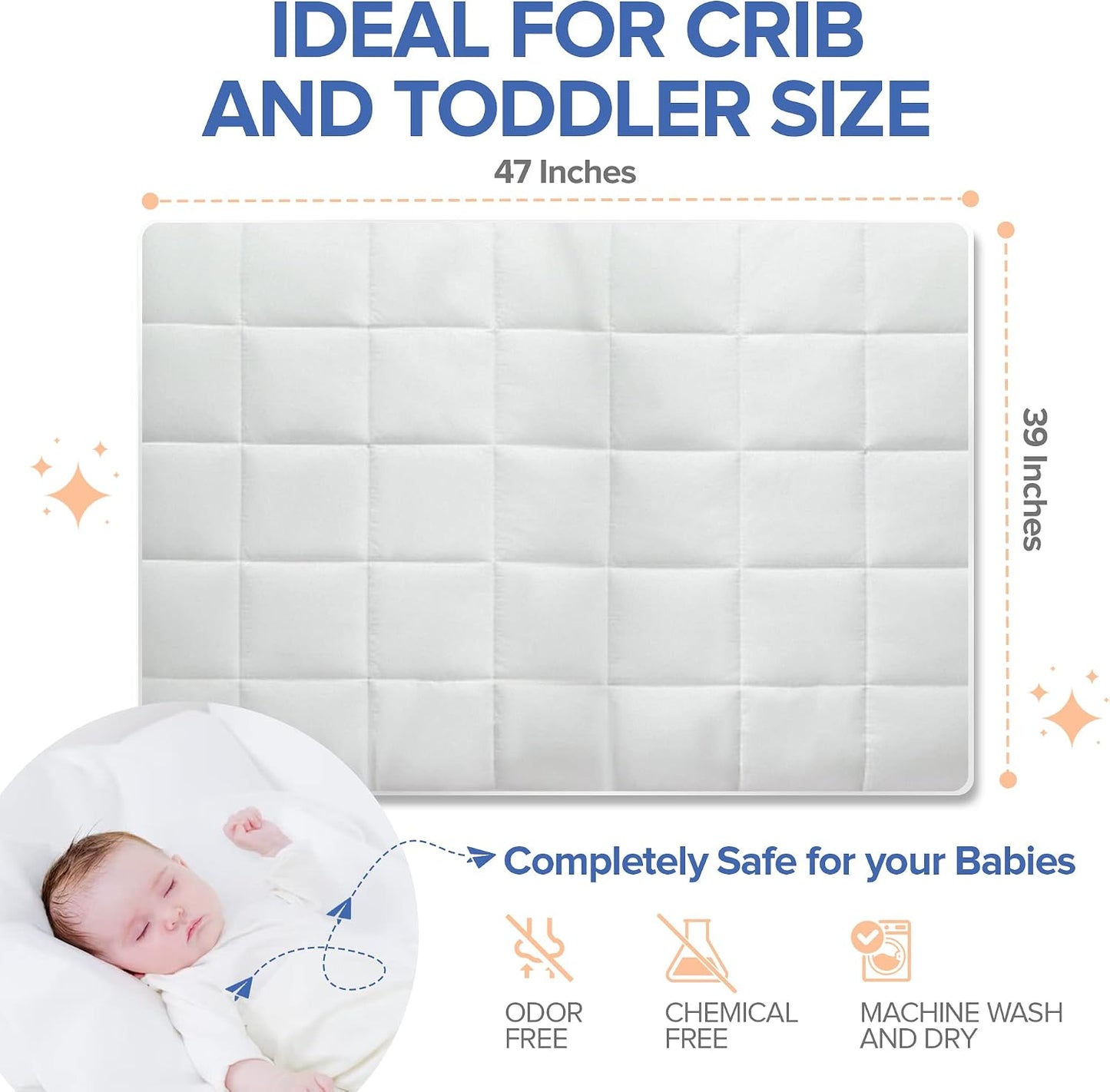 Continental Bedding Serenity Toddler Down Comforter 700 Fill Power White Down Duvet Insert 100% Cotton Shell White, 39x47
