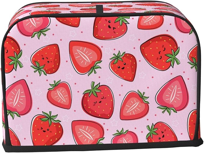 Pink Strawberry Kawaii Fruit 2 Slice Toaster Cover, Waterproof Toaster Dust - Image 3