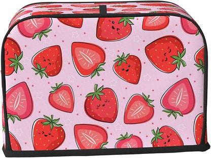Pink Strawberry Kawaii Fruit 2 Slice Toaster Cover, Waterproof Toaster Dust - Image 3