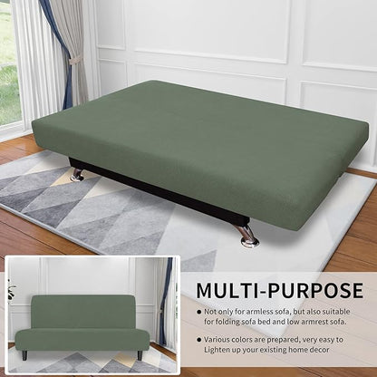 Easy-Going Stretch Futon Slipcover Armless Futon Bed Cover Furniture Protector - Image 4