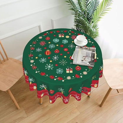 Merry Christmas Round Tablecloth 60 Inch, Decorations Round Table Cloth - Image 2