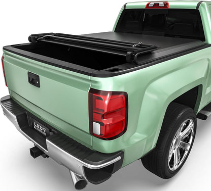 ledkingdomus soft quad-fold tonneau cover for 2014-2019 silverado, main product view