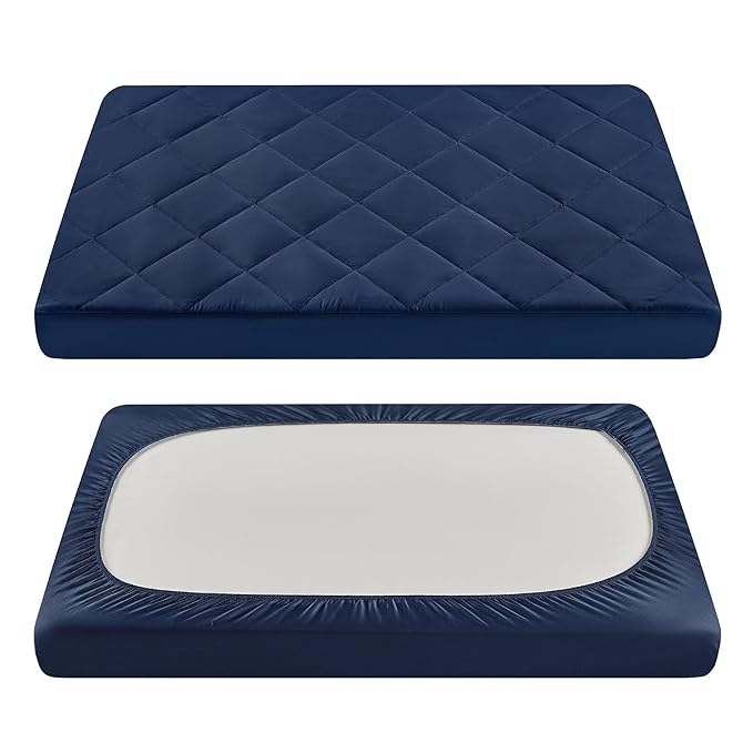 TILLYOU Pack and Play Sheets for Toddler Mattress, Mini Crib Sheets Fitted Up by TILLYOU