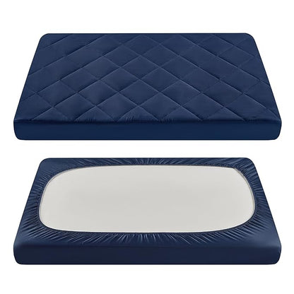 TILLYOU Pack and Play Sheets for Toddler Mattress, Mini Crib Sheets Fitted Up by TILLYOU