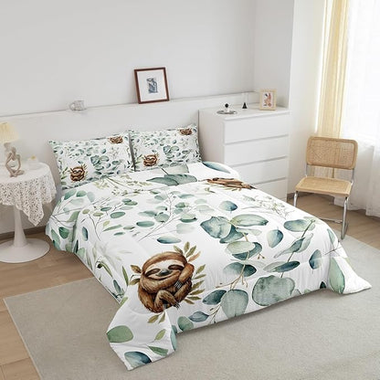 Erosebridal Girls Kawaii Animal King Size Comforter Set Cute Sloth Bedding Set - Image 3