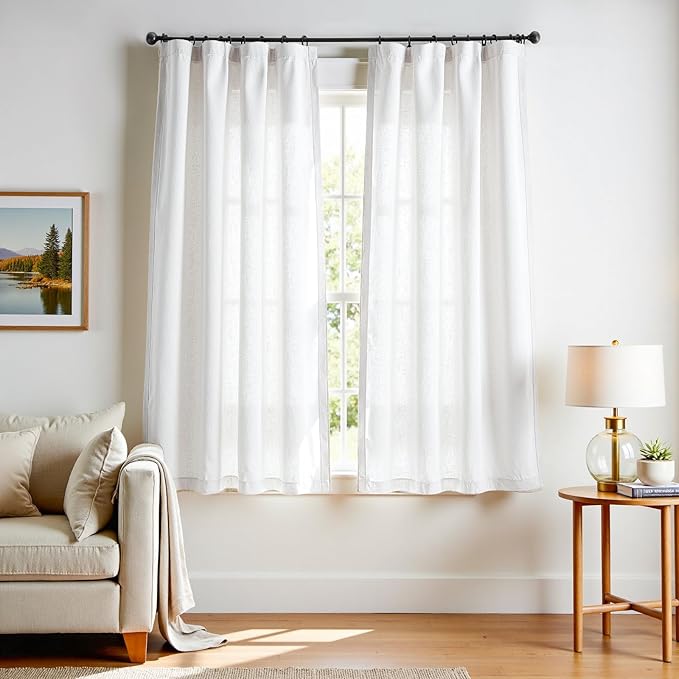 jinchan Linen Blend Curtains 72 inch Length 2 Panels by JINCHAN