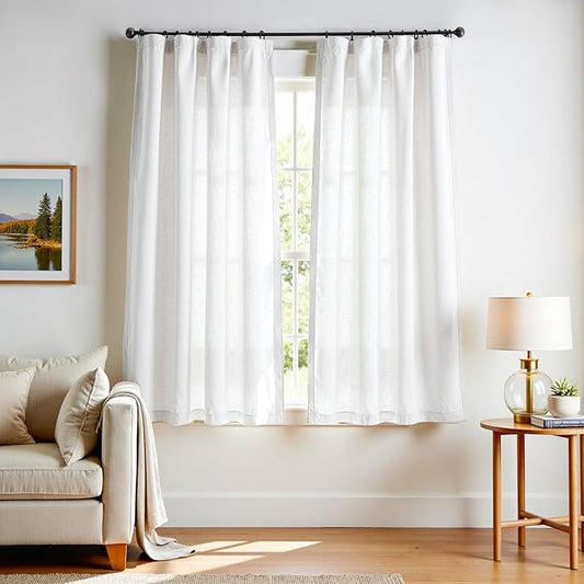 jinchan Linen Blend Curtains 72 inch Length 2 Panels by JINCHAN