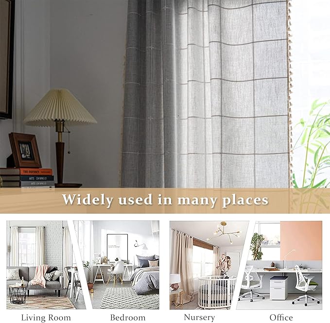 ColorBird Farmhouse Semi-Blackout Window Curtains 2 Panels Embroidery Lattice - Image 5