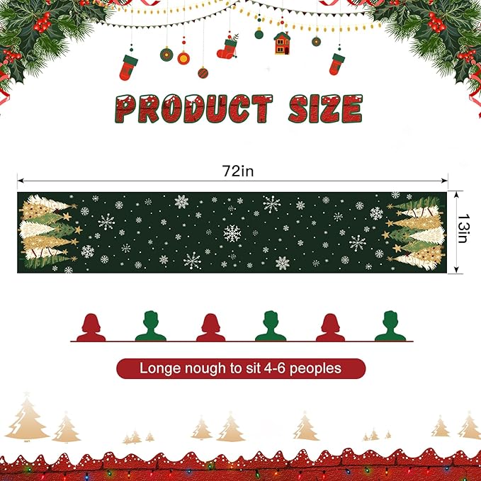 OTOSTAR Snowflakes and Christmas Tree Table Runner, Xmas Seasonal Winter - Image 6