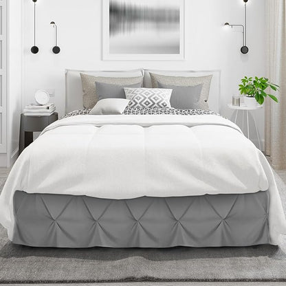 Nestl Dark Grey Bed Skirt Queen Size, Pinch Pleat Queen Bed Skirt, Hotel - Image 2