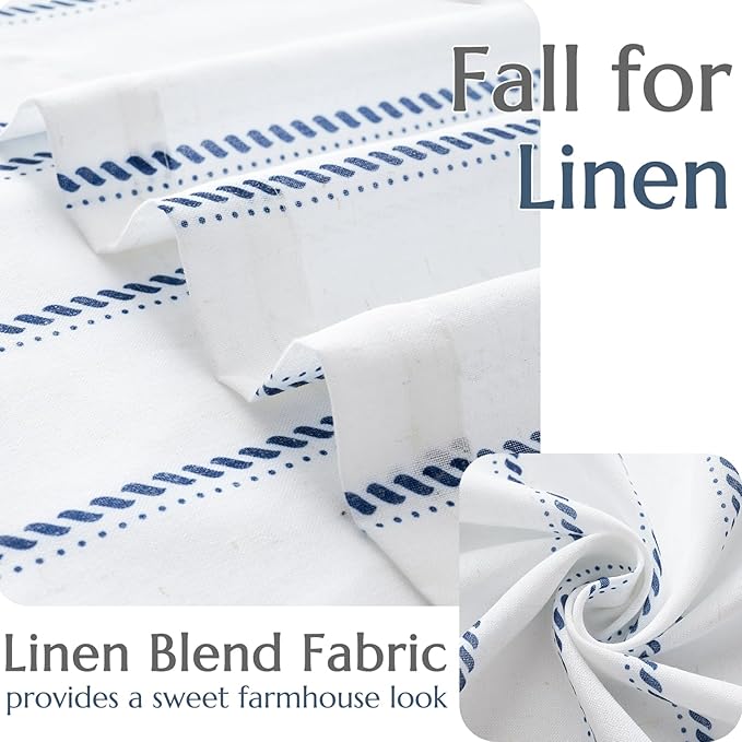 jinchan Linen Striped Kitchen Curtains Tier Cafe Curtains - Image 4