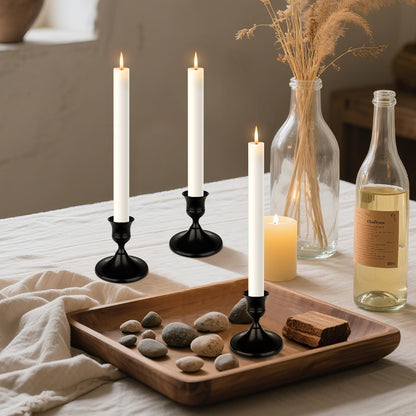 Black Candle Holder Taper Candle Holders, Set of 24 Candlestick Holders Decor for Home Decor, Metal Taper Candleholder for Fall Thanksgiving Halloween Christmas Table Fireplace Decor