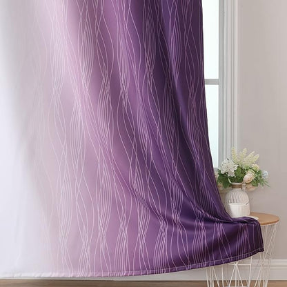Estelar Textiler Purple and Greyish White Blackout Curtains 54 Inch Length - Image 6