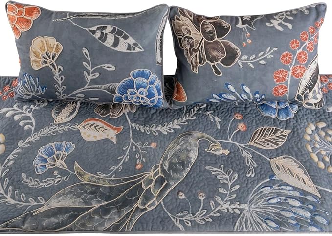 The HomeCentric Blue Bed Runner Without Pillow Cover, Queen Size 74"x18" - Image 2