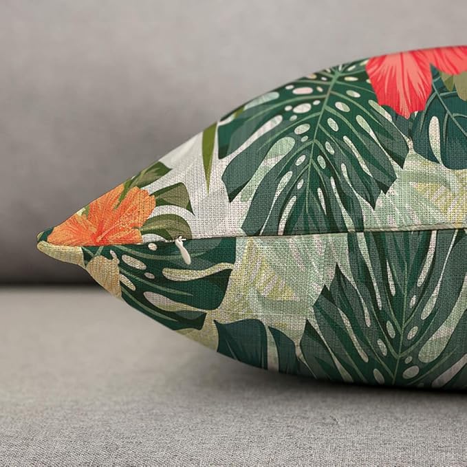 TKS MITLAN Hibiscus Flowers Pillow Cover 18x18 inch Summer Colorful Hawaiian - Image 6