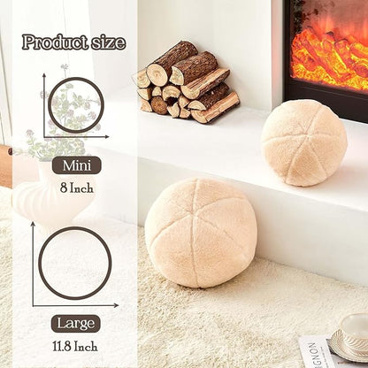 Uvvyui Beige Ball Pillow, Ball Shaped Pillow Plush Cushion - Image 2