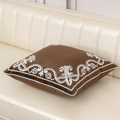 Aeckself European Floral Pillow Cover 20x20 Inch, Luxury Velvet Embroidered - Image 3