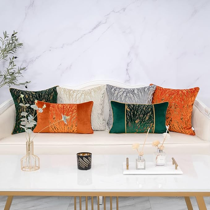 Yangest Orange Twigs Throw Pillow Cover Velvet Branches Velvet Cushion Case - Image 6