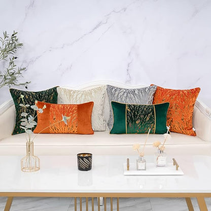 Yangest Orange Yellow Twigs Throw Pillow Cover Velvet Branches Velvet Cushion - Image 6