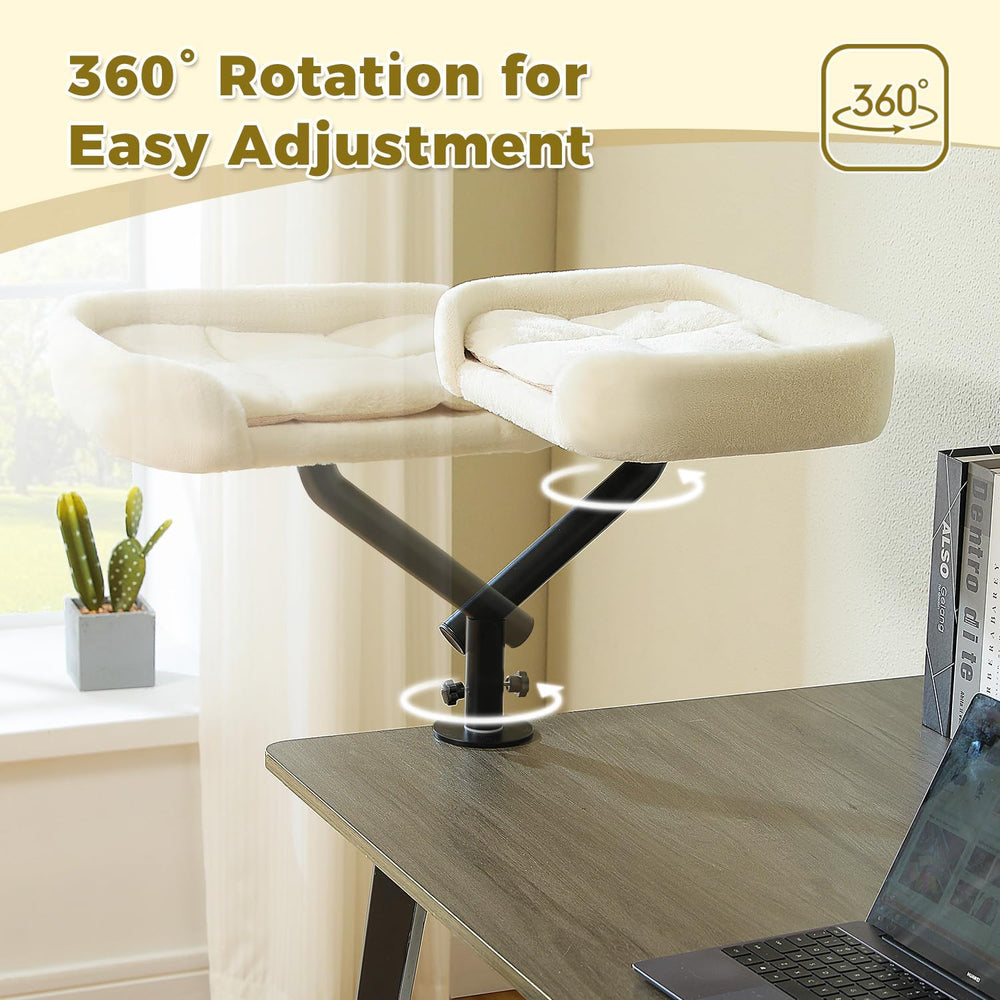 PAWZ Road Cat Desk Bed 360°Rotating Supports to 50 Lbs Cozy Nest for Desk