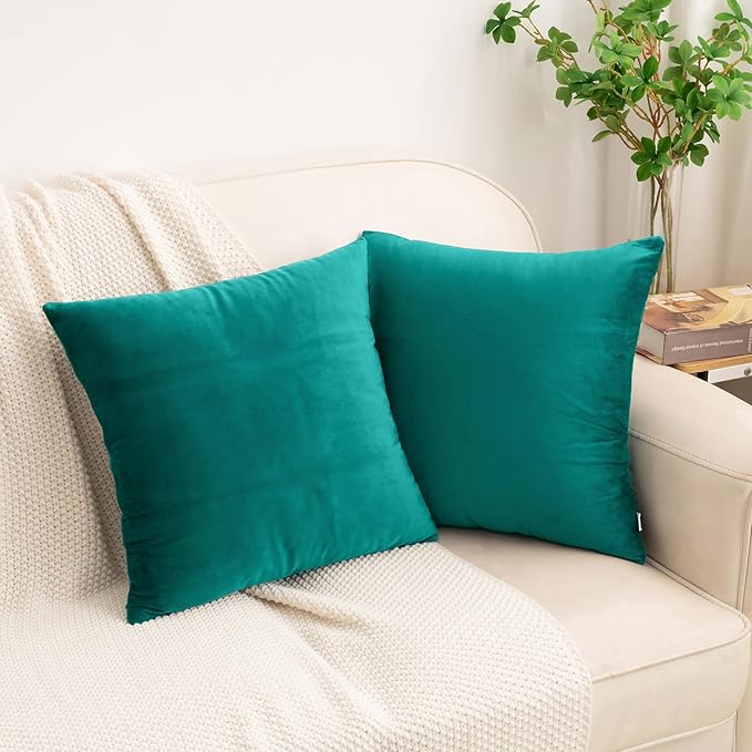 HWY 50 Teal Velvet Throw Pillow Covers 22x22 Inch - Image 7