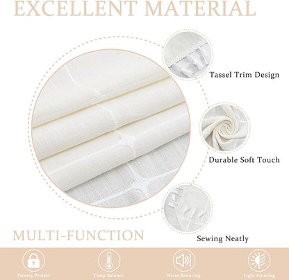 ColorBird White Window Curtains, 2 Panels 63 Inch Farmhouse Window Curtains - Image 3
