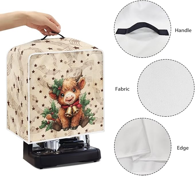 Christmas Coffee Maker Cover, Dustproof Washable Highland Cow Coffee Machine - Image 5