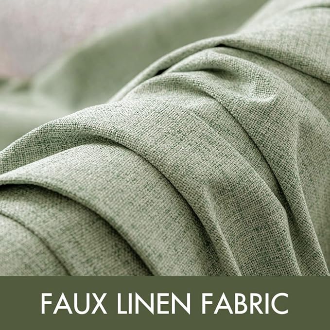 MIULEE Linen Texture Curtains for Bedroom Solid 100% Blackout Thermal Insulated - Image 5