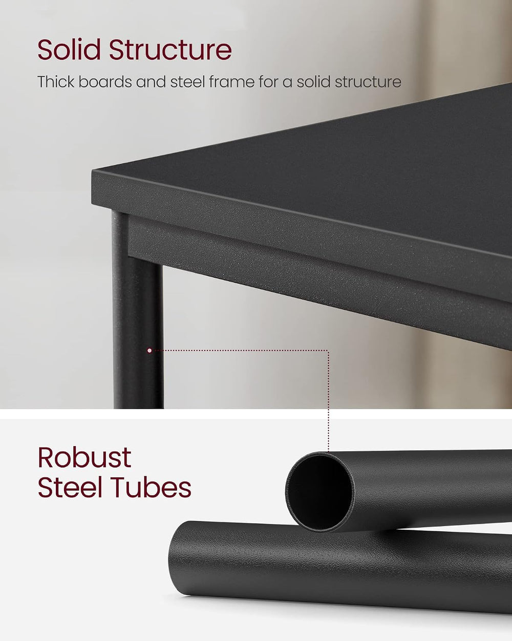 VASAGLE Side Table, Small End Table, Tall Nightstand, Steel Frame