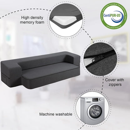 10 inch folding sofa bed memory foam futon, front angle view