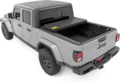 rough country hard low-profile tri-fold tonneau cover for, side view
