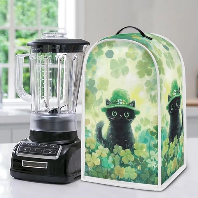 Talayituse Cat Shamrock Print Blender Dust Cover, Fingerprint Protection Cover - Image 5